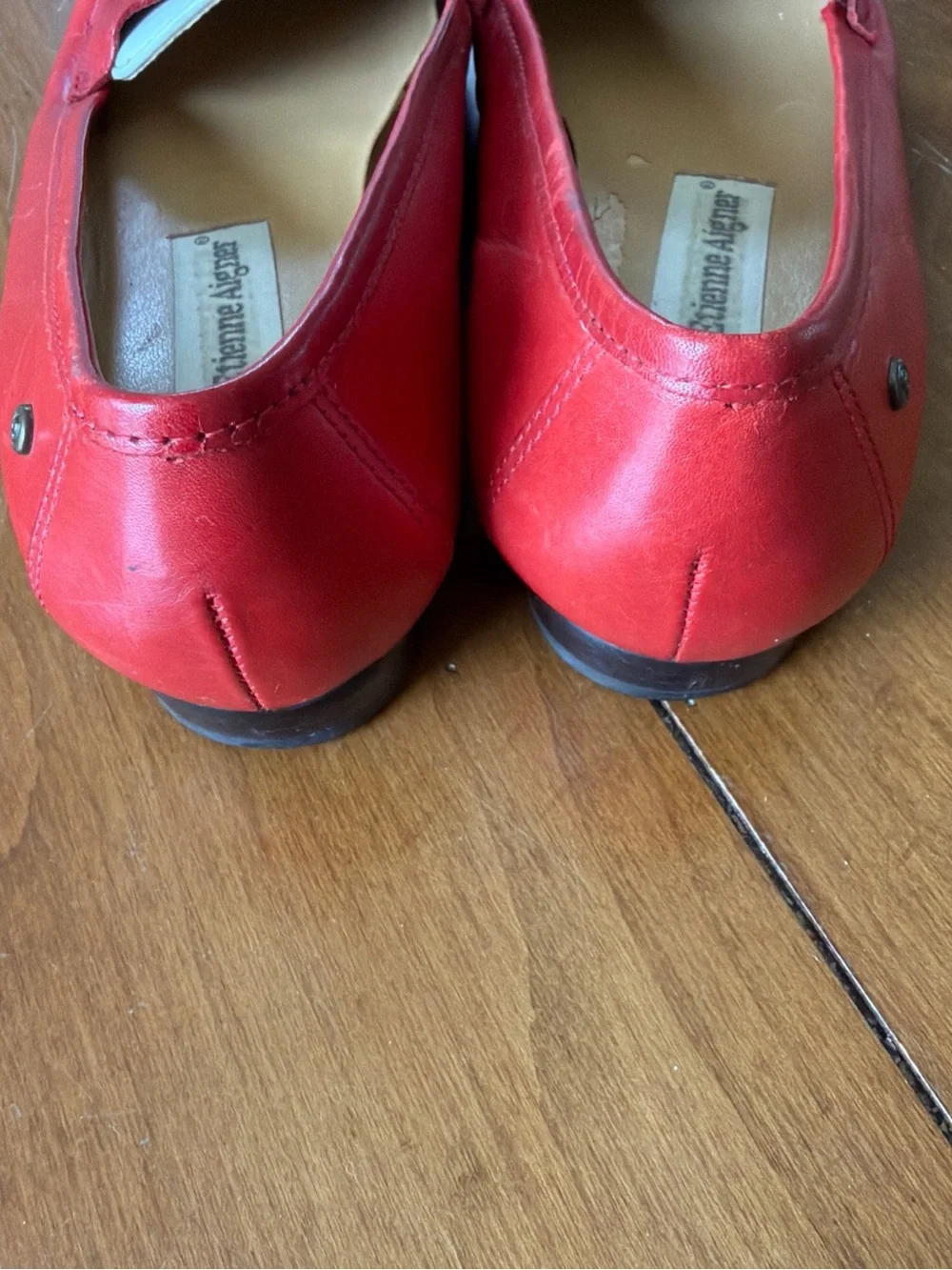 Etienne Aigner Red and White Leather Loafers